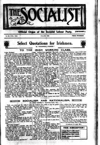 cover page of Socialist (Edinburgh) published on June 29, 1922