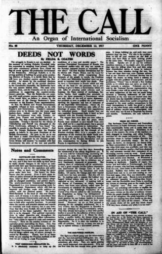cover page of Call (London) published on December 13, 1917