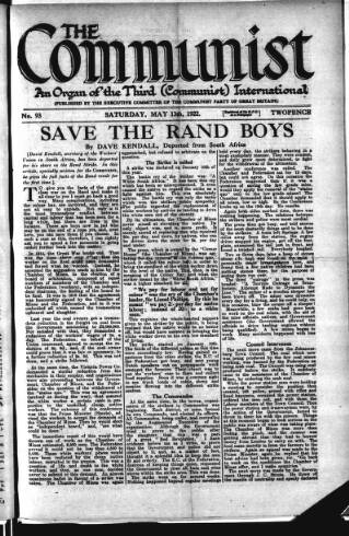 cover page of Communist (London) published on May 13, 1922