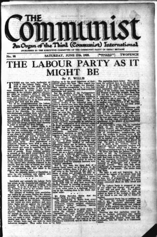 cover page of Communist (London) published on June 17, 1922