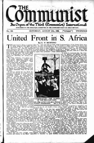 cover page of Communist (London) published on August 12, 1922