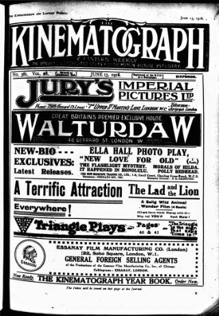 cover page of Kinematograph Weekly published on June 13, 1918