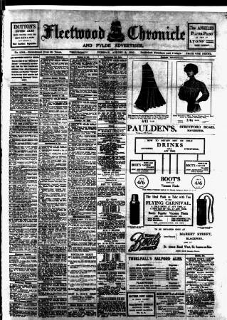 cover page of Fleetwood Chronicle published on August 2, 1910