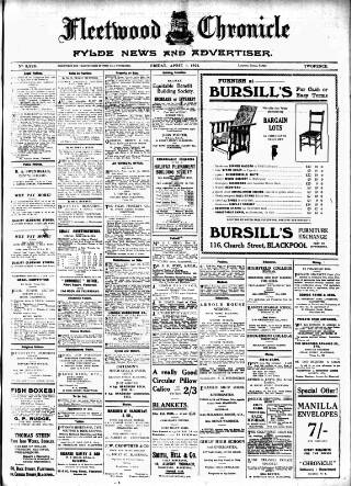 cover page of Fleetwood Chronicle published on April 1, 1921