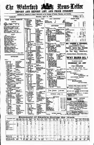 cover page of Waterford News Letter published on April 1, 1905