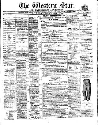 cover page of Western Star and Ballinasloe Advertiser published on April 1, 1865