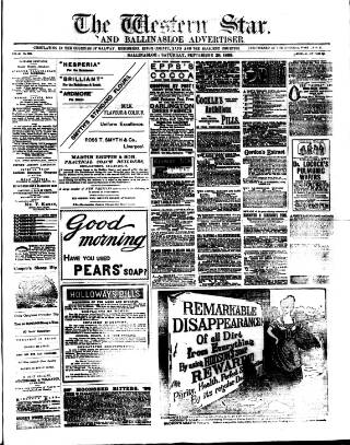 cover page of Western Star and Ballinasloe Advertiser published on September 28, 1889