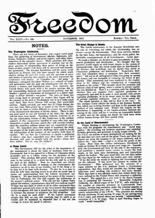 cover page of Freedom (London) published on November 1, 1921
