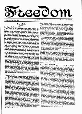 cover page of Freedom (London) published on August 1, 1922
