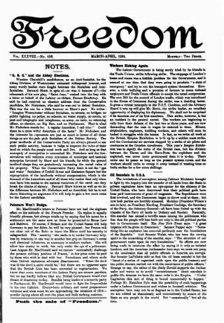 cover page of Freedom (London) published on April 1, 1924