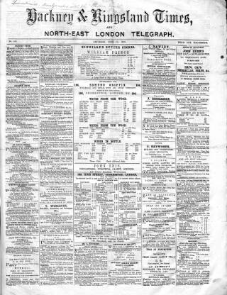 cover page of Kingsland Times and General Advertiser published on June 13, 1863
