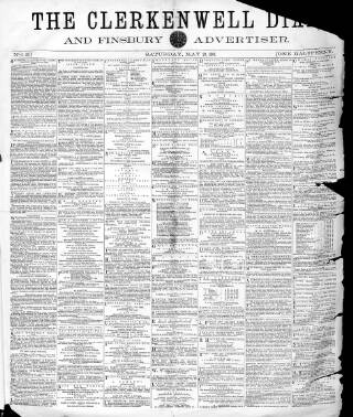 cover page of Clerkenwell Dial and Finsbury Advertiser published on May 23, 1863