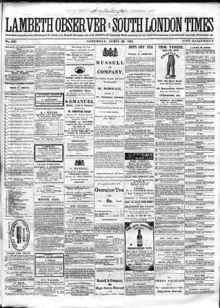 cover page of South London Times and Lambeth Observer published on April 23, 1864