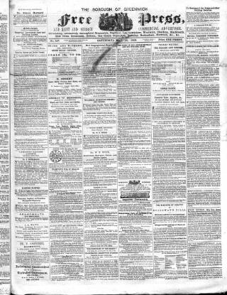 cover page of Borough of Greenwich Free Press published on May 22, 1858