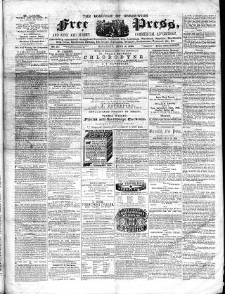 cover page of Borough of Greenwich Free Press published on June 13, 1863