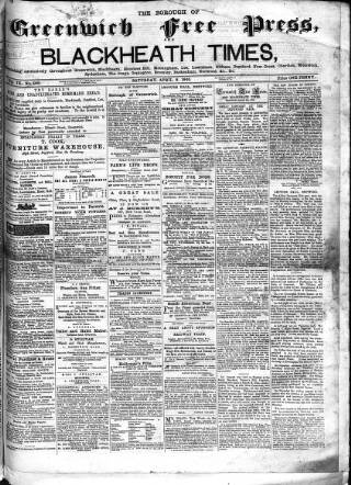 cover page of Borough of Greenwich Free Press published on April 8, 1865