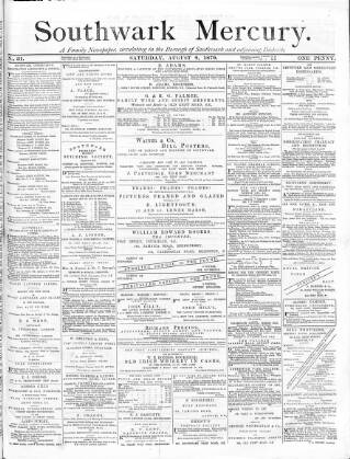 cover page of Southwark Mercury published on August 2, 1879