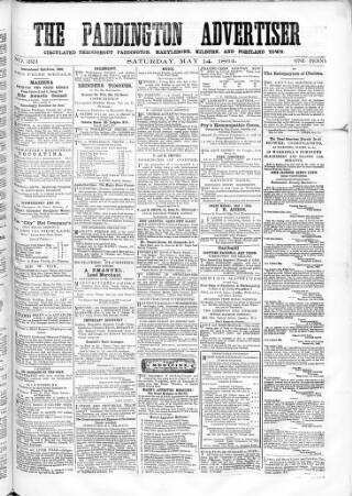cover page of Paddington Advertiser published on May 14, 1864