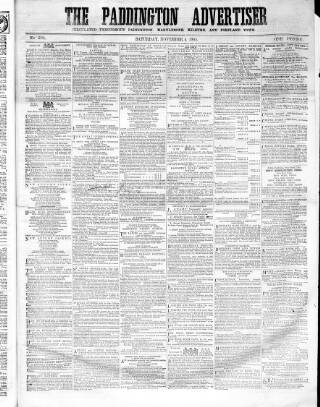 cover page of Paddington Advertiser published on November 4, 1865