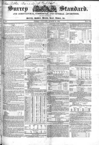 cover page of Surrey & Middlesex Standard published on August 2, 1839