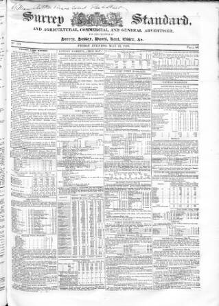 cover page of Surrey & Middlesex Standard published on May 22, 1840