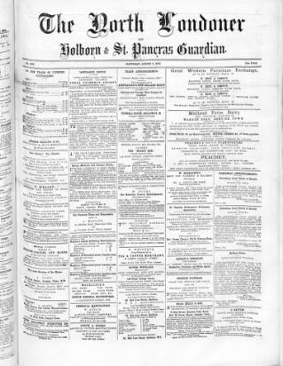 cover page of North Londoner published on August 2, 1873