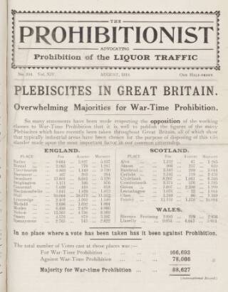 cover page of Prohibitionist published on August 1, 1918