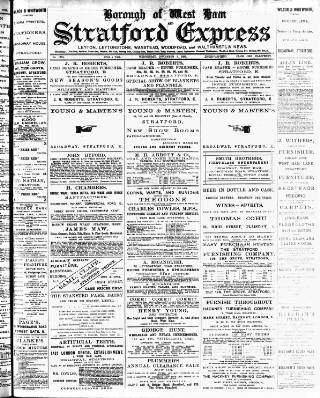 cover page of Stratford Express published on November 2, 1892