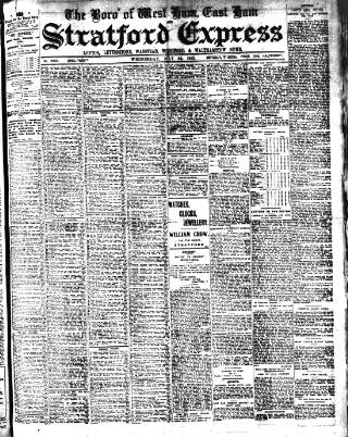 cover page of Stratford Express published on May 22, 1912
