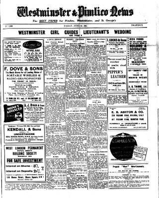cover page of Westminster & Pimlico News published on June 13, 1941