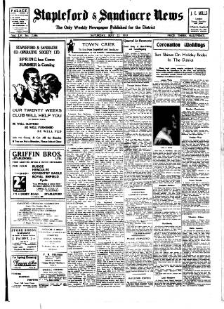 cover page of Stapleford & Sandiacre News published on May 22, 1937