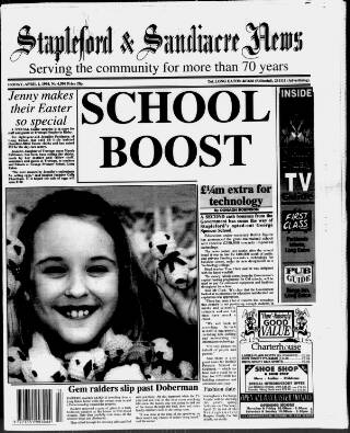 cover page of Stapleford & Sandiacre News published on April 1, 1994