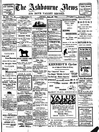 cover page of Ashbourne News Telegraph published on May 22, 1908