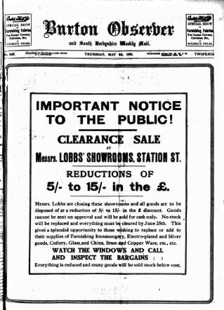 cover page of Burton Observer and Chronicle published on May 22, 1924