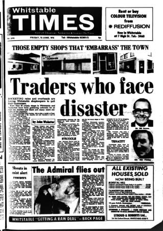 cover page of Whitstable Times and Herne Bay Herald published on June 13, 1975