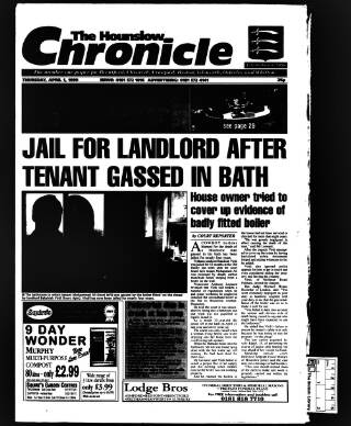 cover page of Middlesex Chronicle published on April 1, 1999