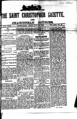 cover page of St. Christopher Gazette published on May 22, 1885