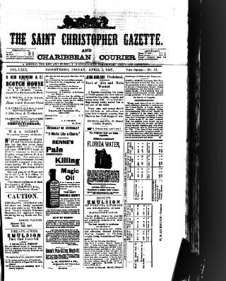 cover page of St. Christopher Gazette published on April 1, 1887