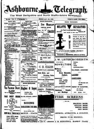 cover page of Ashbourne Telegraph published on May 22, 1908