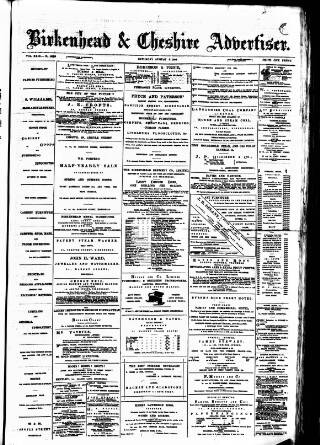 cover page of Birkenhead & Cheshire Advertiser published on August 2, 1884