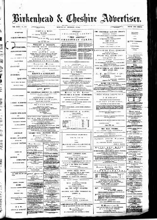cover page of Birkenhead & Cheshire Advertiser published on December 13, 1884
