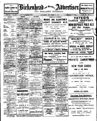 cover page of Birkenhead & Cheshire Advertiser published on November 2, 1912