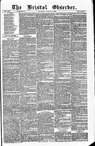 cover page of Bristol Observer published on August 2, 1879