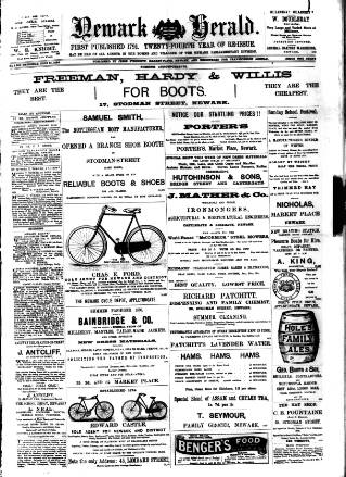 cover page of Newark Herald published on June 13, 1896