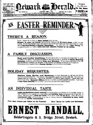 cover page of Newark Herald published on April 1, 1911