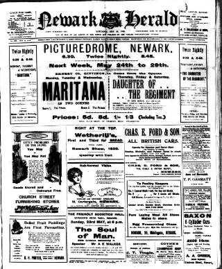 cover page of Newark Herald published on May 22, 1920