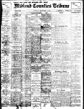 cover page of Midland Counties Tribune published on December 13, 1910