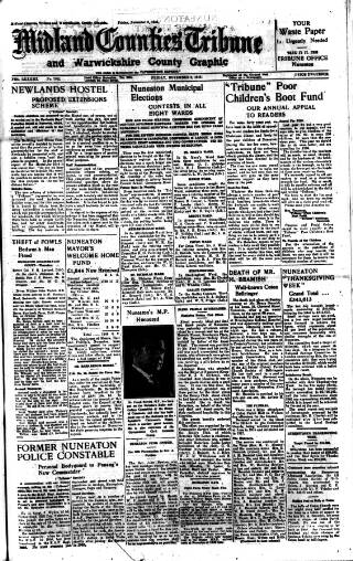 cover page of Midland Counties Tribune published on November 2, 1945