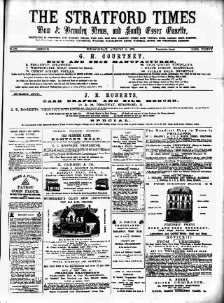 cover page of Stratford Times and South Essex Gazette published on August 2, 1876