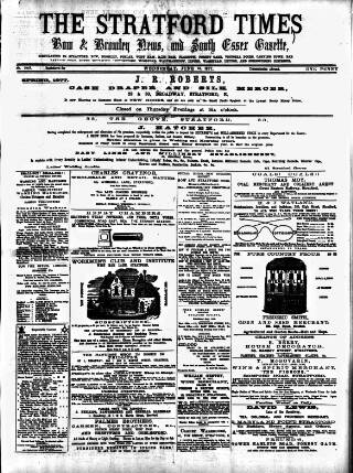 cover page of Stratford Times and South Essex Gazette published on June 13, 1877